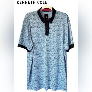 Kenneth Cole Blue and Black Polo Shirt